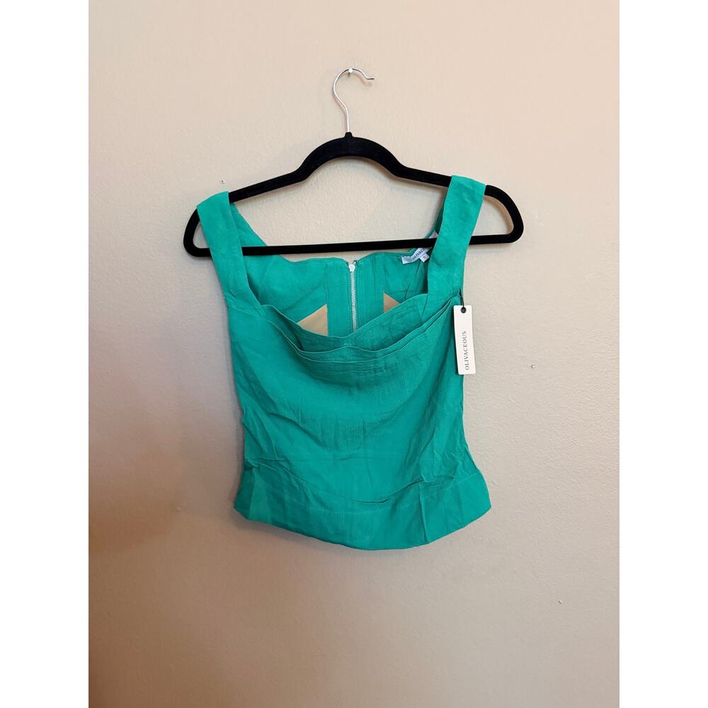 Olivaceous Teal Square-Neck Crop Top